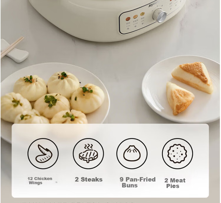 Joyoung JK30-GK339 Household Grill Pan 304 Stainless Steel Non-Coated Inner Pot Breakfast Maker Deepened Body Electric Griddle Multi-Function Electric Frying Pan 17