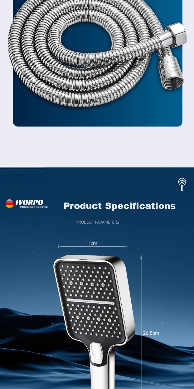 IVORPO [Germany] High-Pressure Shower Head Set Multi-Functional Overhead Shower Sprayer 11