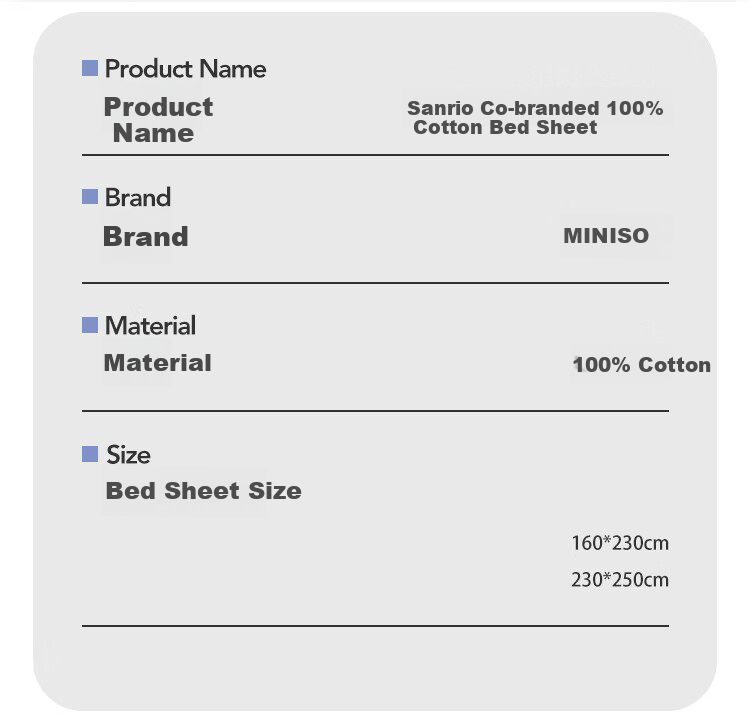 MINISO 100% Cotton Bed Sheet Single Piece Full Cotton Quilt Cover 230x250cm Home Double 1.8x2m Bed 18