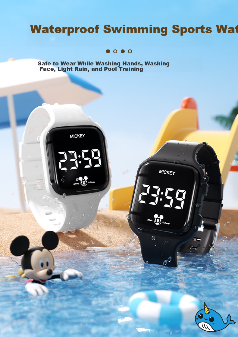 Disney Mickey Kids Sports Watch Student Luminous Waterproof Silent Vibration Alarm Clock Electronic Watch for Boys and Girls Middle and High School 3