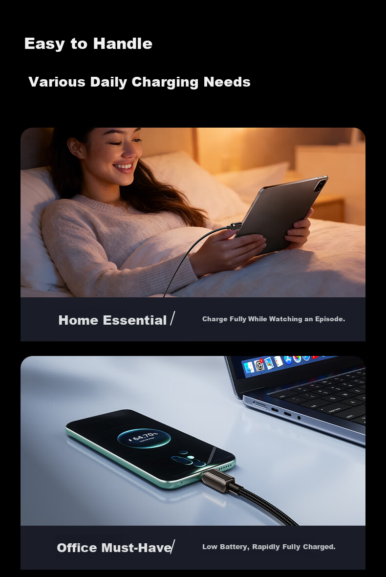Aomake Super Fast Charging Type-C Data Cable 6A/5A Charger Cable 100W/66W Compatible with Huawei Mate60/40/30 Vivo Honor Oppo Xiaomi Smartphones 12