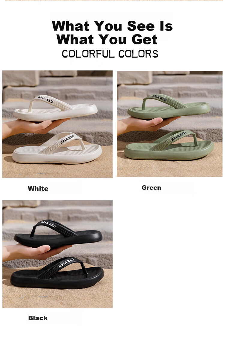 Qiumuxi Men's EVA Flip Flops Slip-Resistant Summer Beach Durable Soft Sole Portable Home Couples Sandals 2