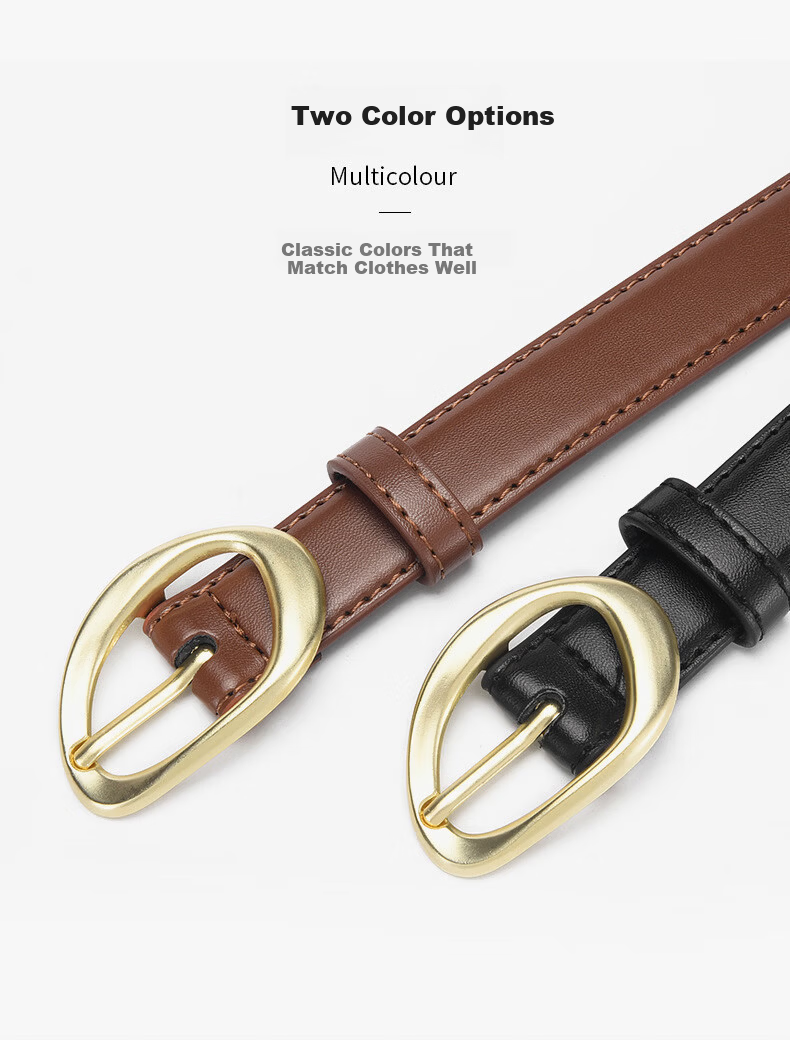 Half-Cigarette Style Women's Fashion Pin Buckle Belt Slim Durable Leather Decorative Skinny Belt for Jeans 6