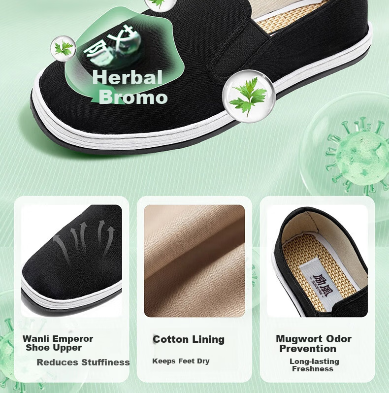 Lifeng Old Beijing Cloth Shoes Men's Genuine JD Self-operated Mugwort Odor-resistant Handmade Thousand-layer Middle-aged and Elderly Single Shoes Black 38 9