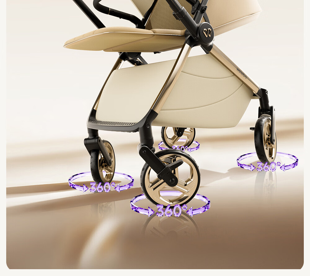 Welebao Baby Stroller Reversible Seat Recline 0-3 Years Lightweight Shockproof One-Key Folding High Landscape 19