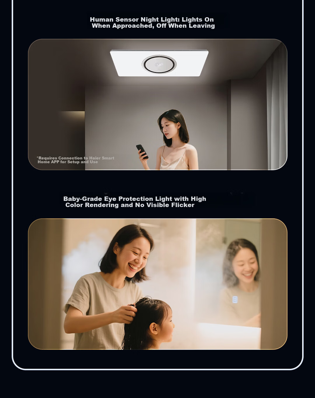 Haier Smart Bathroom Heater S360U1 Ring-Shaped Sterilization Heater with Warm Air, Lighting, and Exhaust Integration 10