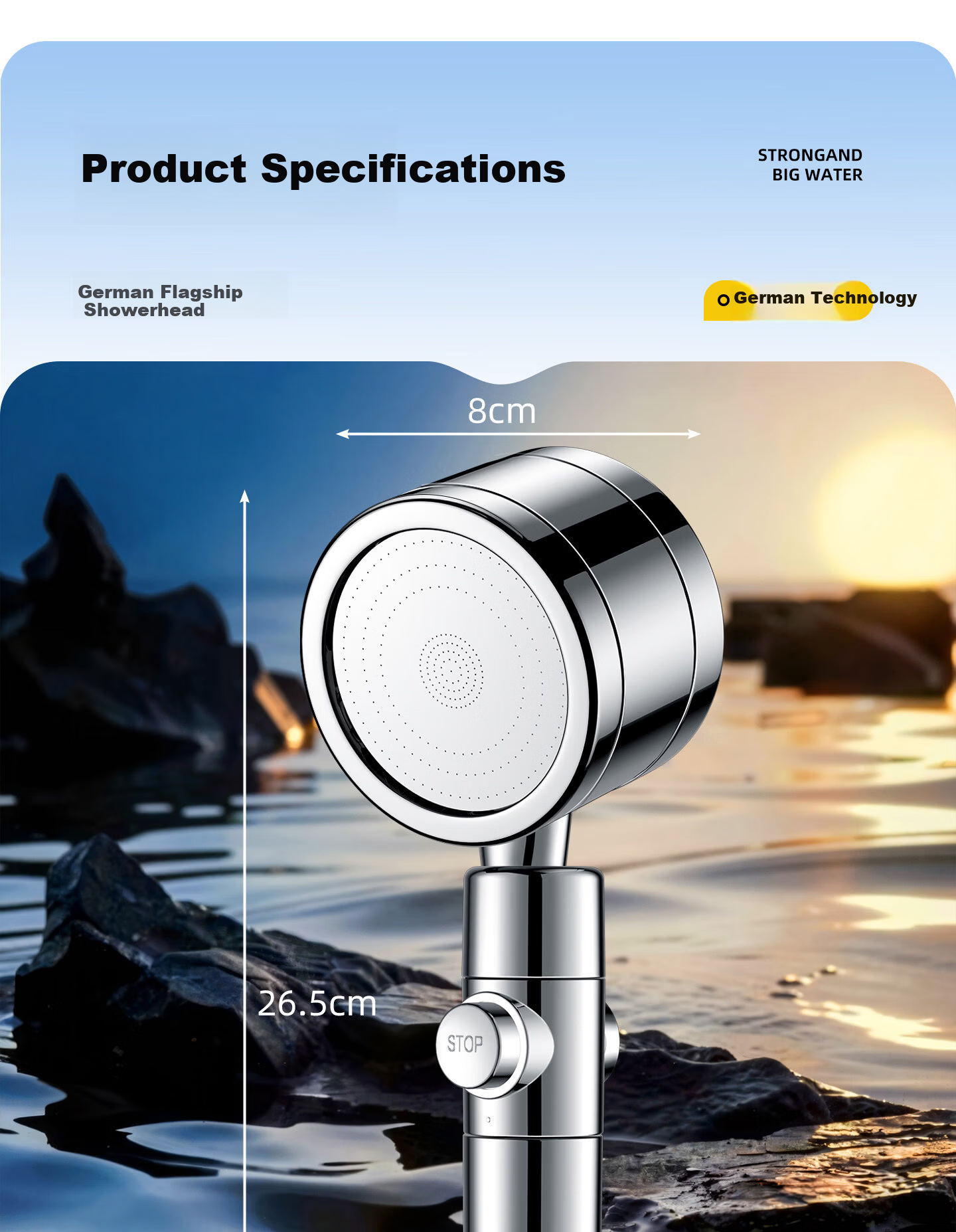 WUZORY [Germany] High-Pressure Shower Head Set Multifunctional Handheld Bathroom Shower Sprayer 18