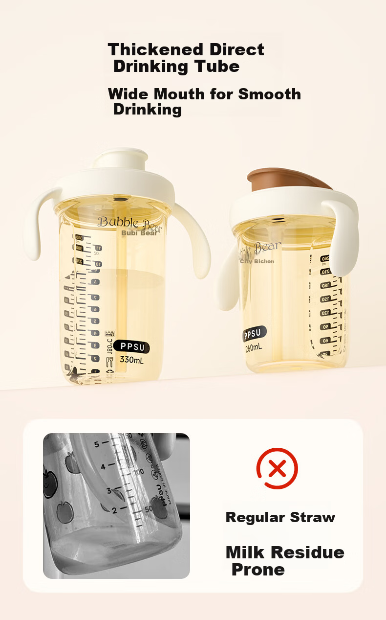 Bubble Bear PPSU Flip Straw Cup Anti-Drop Leak-Proof Drinking Bottle Baby Training Cup Direct Drinking Straw Cup 7