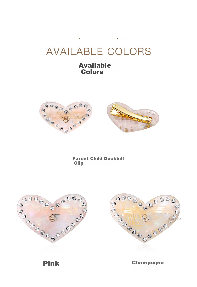 Cercoo Liu Yifei Huang Yimei Pink Heart Acetate Hair Clip Bangs Side Hairpin Hair Accessory 6