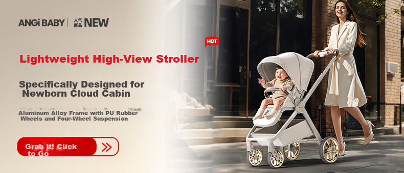 ANGI BABY High-View Reversible Baby Stroller, Lightweight Foldable, Multi-Position Seat and Recline, Perfect for Walking with Baby 1
