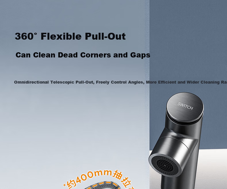 JOMOO Basin Faucet Gun Gray Pull-Out Hot and Cold Full-Range Bathroom Sink Faucet 32710-649/HBS-Z 16