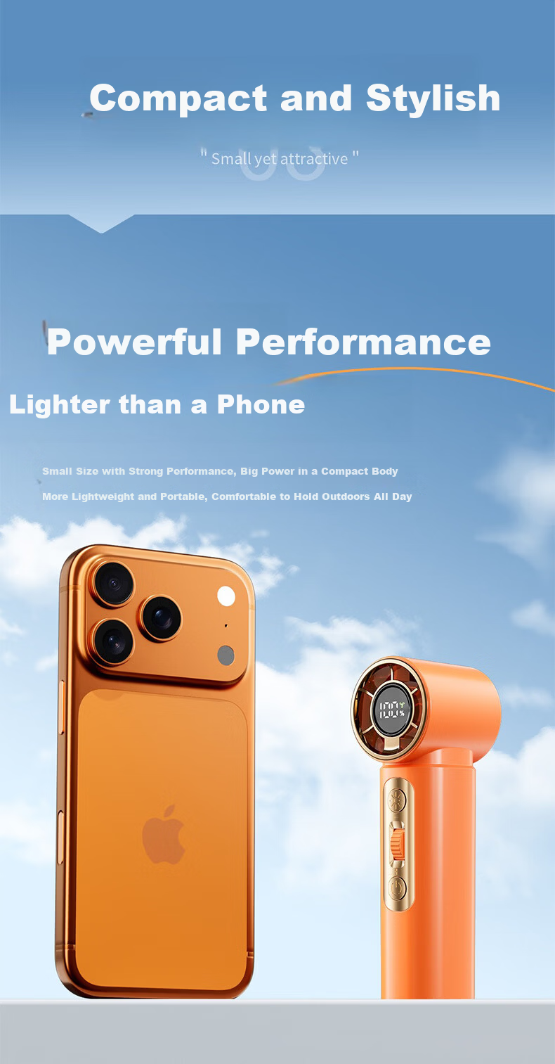 Jilitian Handheld Mini High-Speed Energy-Saving Portable Fan with Night Light 2000mAh Rechargeable Outdoor Dormitory Use 12