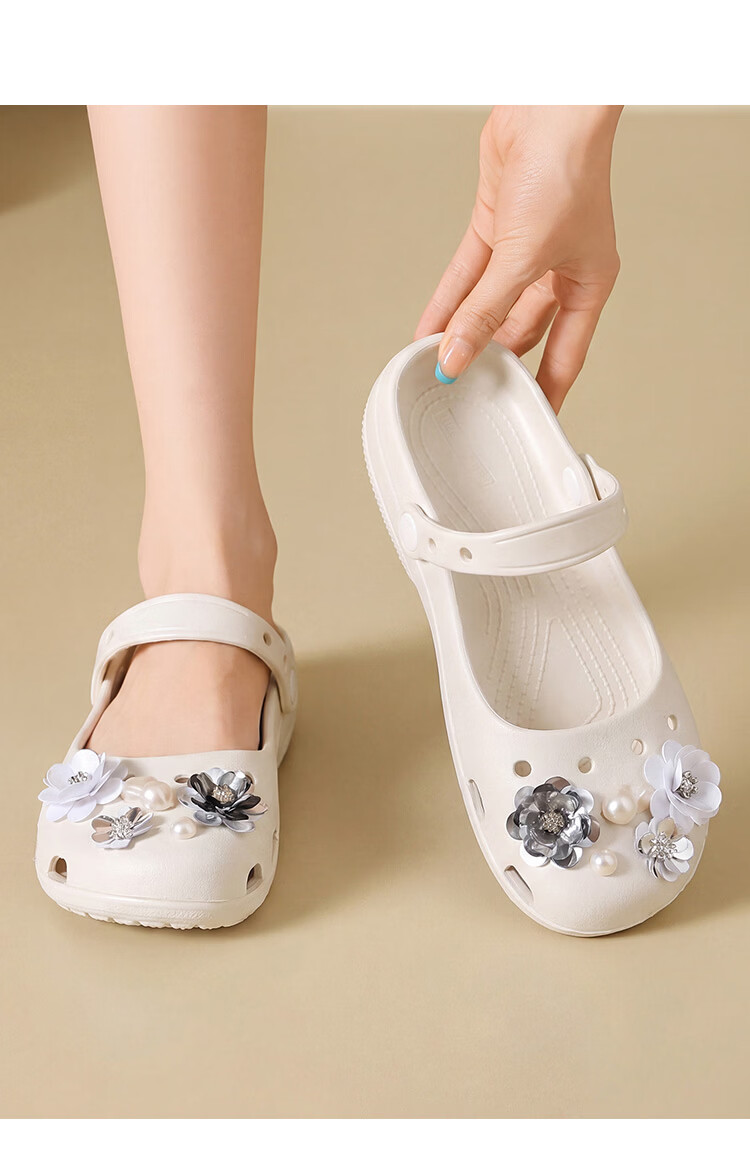 GUOLUOFEI Women's Ballet Clog Summer Non-Slip Outdoor Soft Sole Yoga Mary Jane Beach Sandals White Size 39-40 11