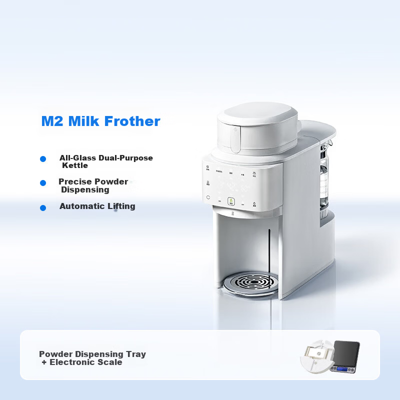Little White Bear Fully Automatic Milk Frother with All-Glass Pot, Precise Quantitative and Temperature Control, Intelligent Integrated Milk Mixer