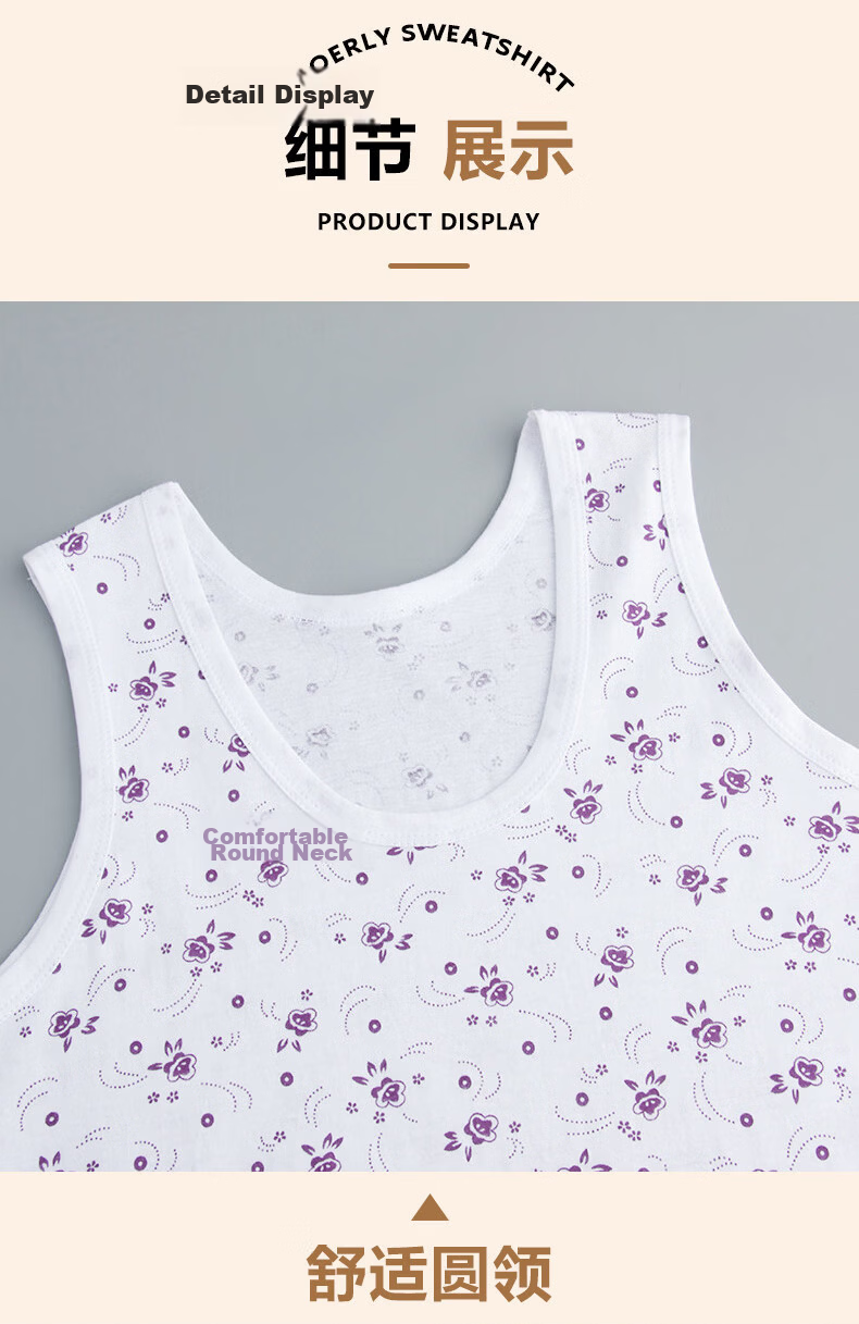 Langsha 2-Pack Cotton Sleeveless Vests for Middle-Aged and Elderly Women Breathable Sweat-Absorbing Plus Size Summer Tank Tops 10