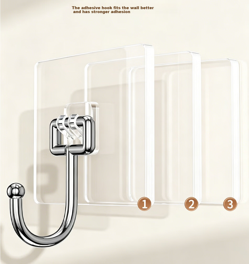 Jinsenquan Strong Adhesive No-Drill Wall Hooks, Damage-Free Dormitory Wall Hanging Hooks, Heavy-Duty Adhesive Hooks, Pack of 10 10