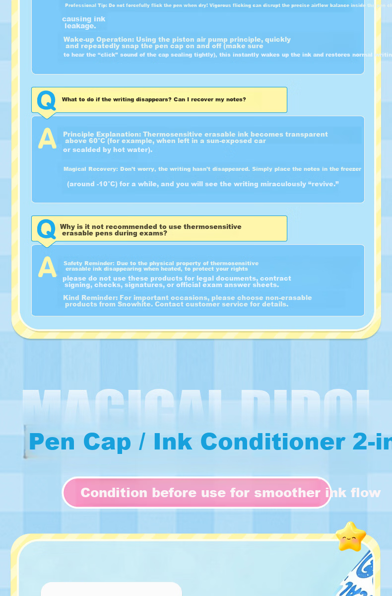 Snowhite Erasable Liquid Ink Fountain Pen for Elementary Students Grades 3-6, No Cartridge Replacement, Built-in Ink Conditioner, High Aesthetic, Large Capacity, Student Practice Pen C510, Ink Blue, P 4