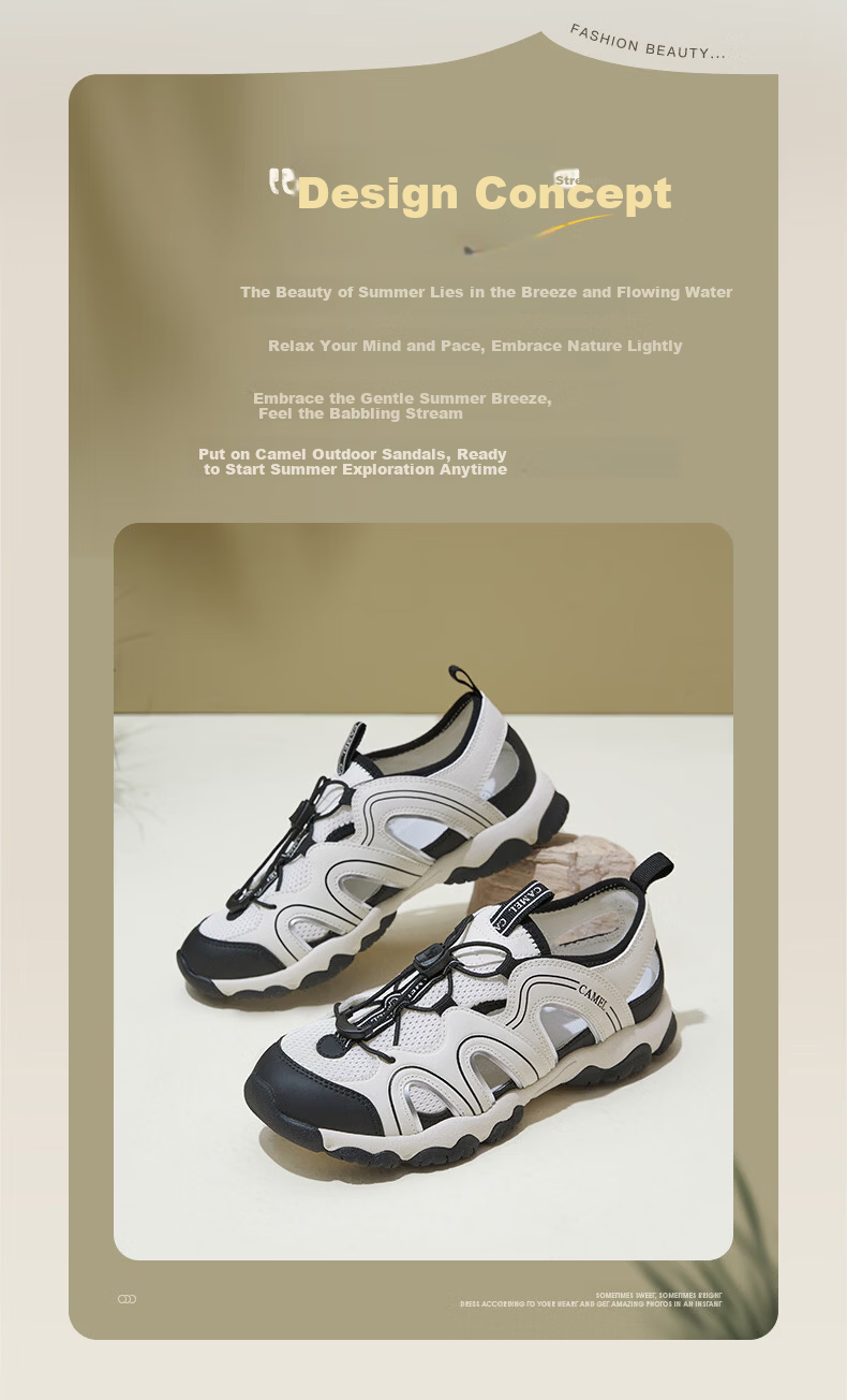 CAMEL Women's Outdoor Hollow Breathable Casual Hiking Sandals L26M076005 Off-White/Black Size 37 7