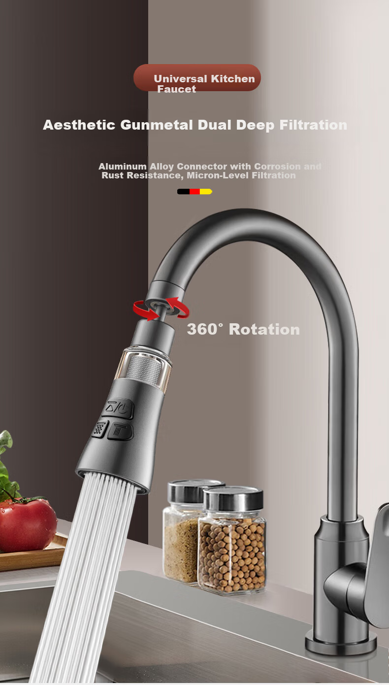 HOMK German Kitchen Faucet Extender Filter Splash-proof Universal Sink Connector Aerator 1