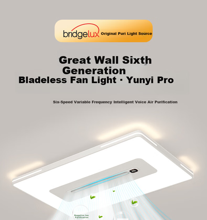 Great Wall LED Bladeless Ceiling Fan Light 2026 Model Simple Living Room Bedroom Dining Room Zhongshan Integrated Fan Lamp 1