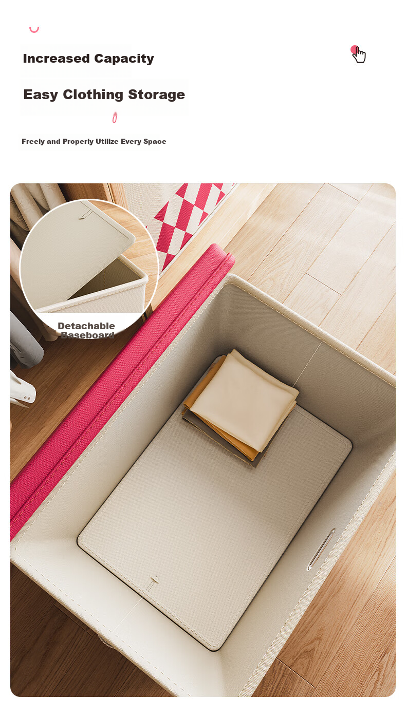 Natural House Large Foldable Clothes Storage Box for Home, Pink, Large Capacity 3