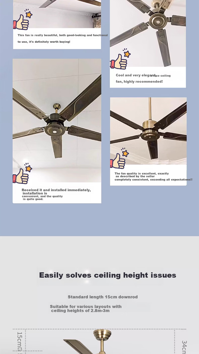 AUX Ceiling Fan Light Integrated Inverter High Wind Quiet Fan Lamp Living Room Ceiling Light 12