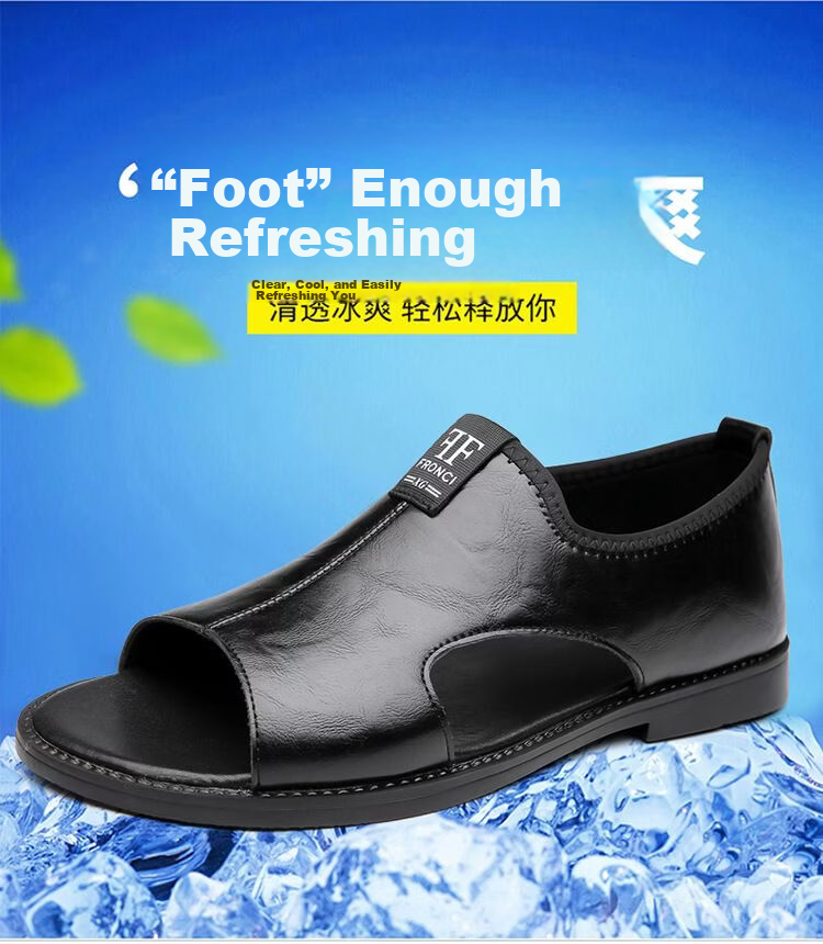 Jingzhenlianggong Men's Summer Sandals Dual-use Slippers Non-slip Soft Sole Beach Shoes Dark Brown [Glossy] Size 42 2