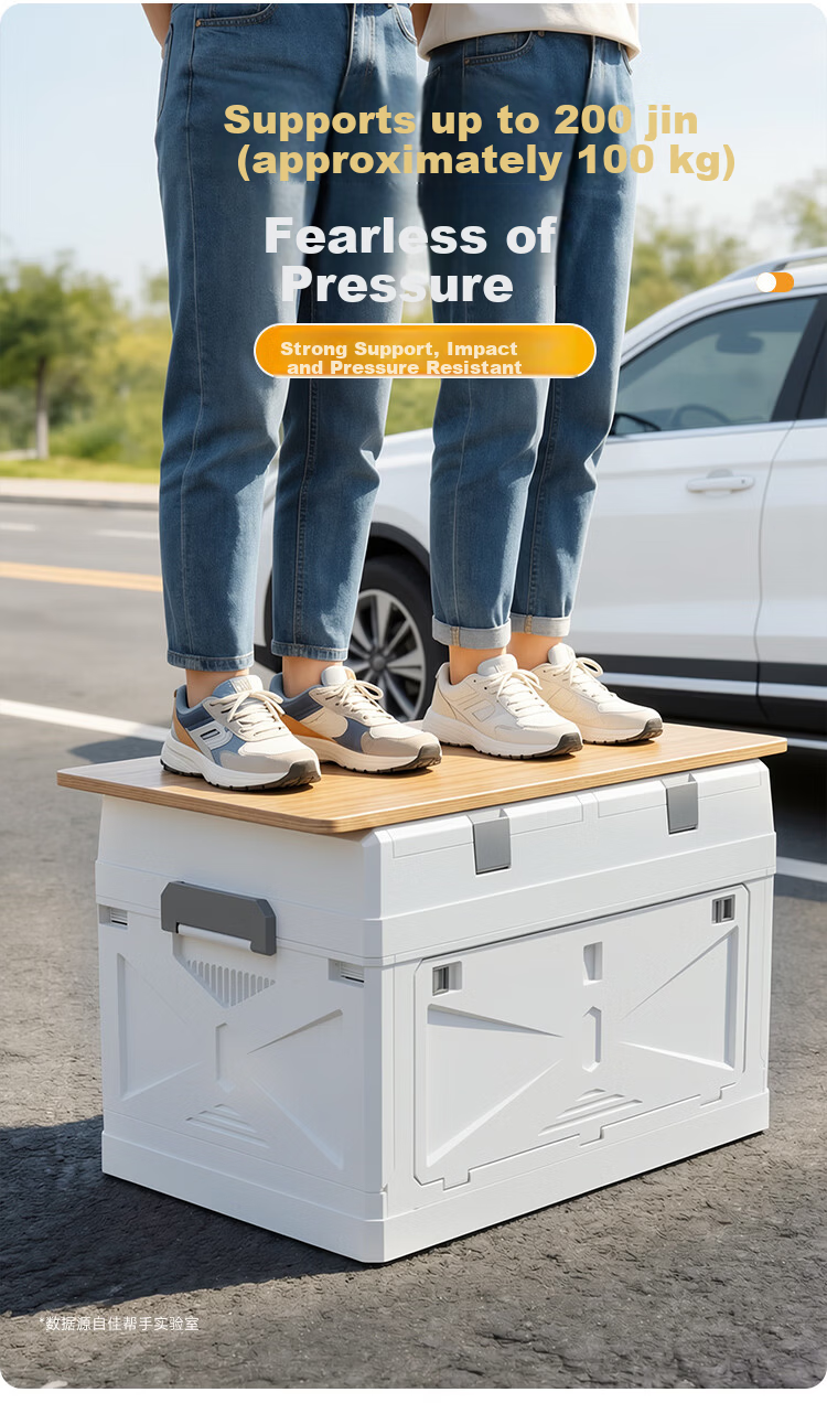 Jiabangshu Trunk Storage Box Car SUV Foldable Plastic Outdoor Camping Organizer Medium White 10