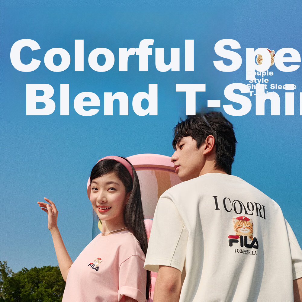 FILA Official 2026 Summer Couple Short Sleeve T-Shirt Casual Loose Fit Cotton Cat Knit Tee 2