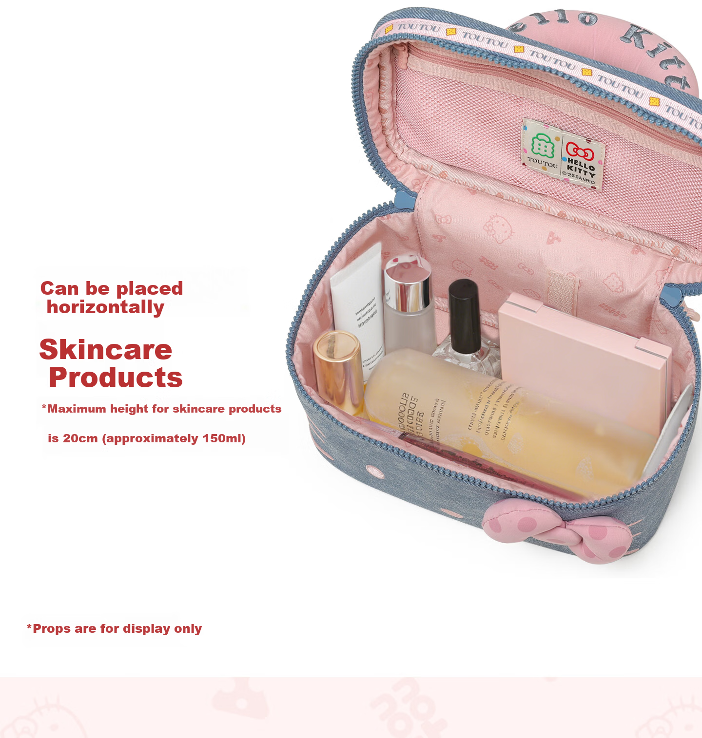 Toutou New Hello Kitty Denim Makeup Bag Storage Camera Bag Children's Day Birthday Gift for Girlfriend 15