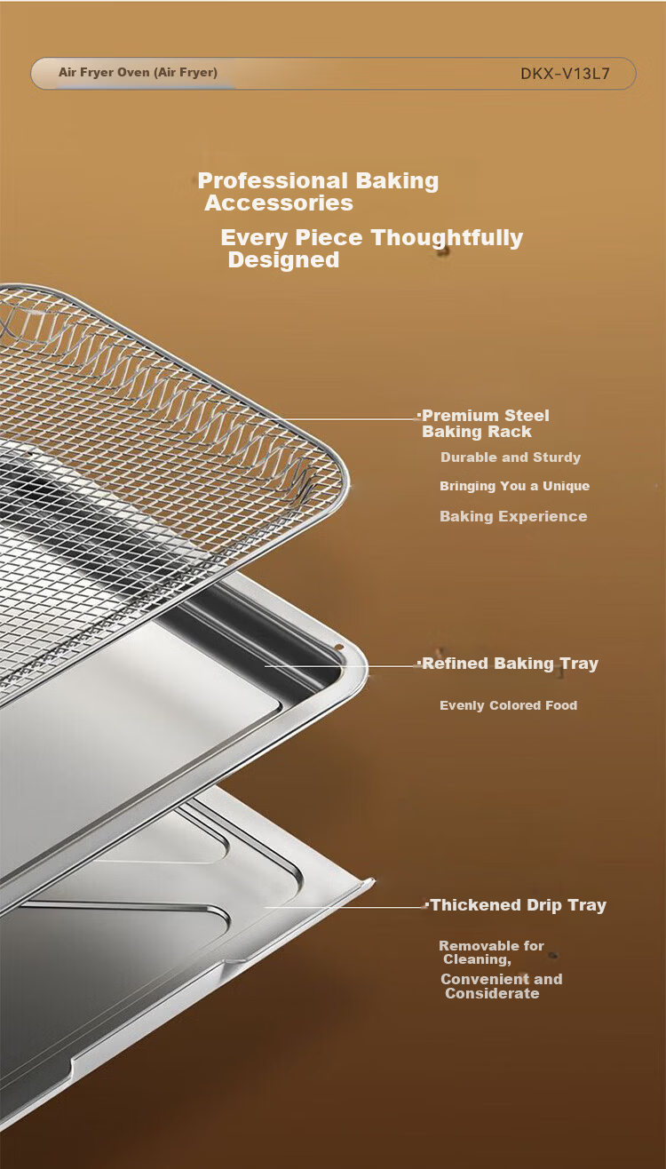 Bear TikTok Upgraded 13L Air Fryer Oven Combo Multifunctional Household Grill Baking Heating Micro-Steam Low-Fat Oil-Less Tender Fry Double Layer 14