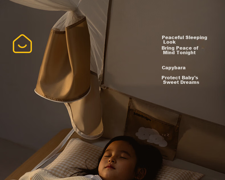 MEDOGA 2026 Home Bedroom Mosquito Net Capybara - Parent-Child Installation-Free, 1.5 Meters, Pipi Brow 7