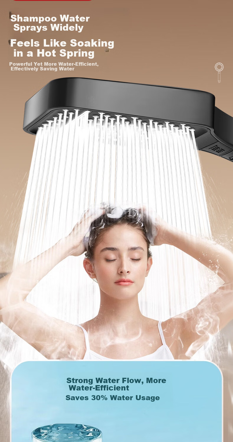Del 28-Year Brand Pressurized Shower Head Handheld Large Panel 7-Mode Showerhead 828-1 3