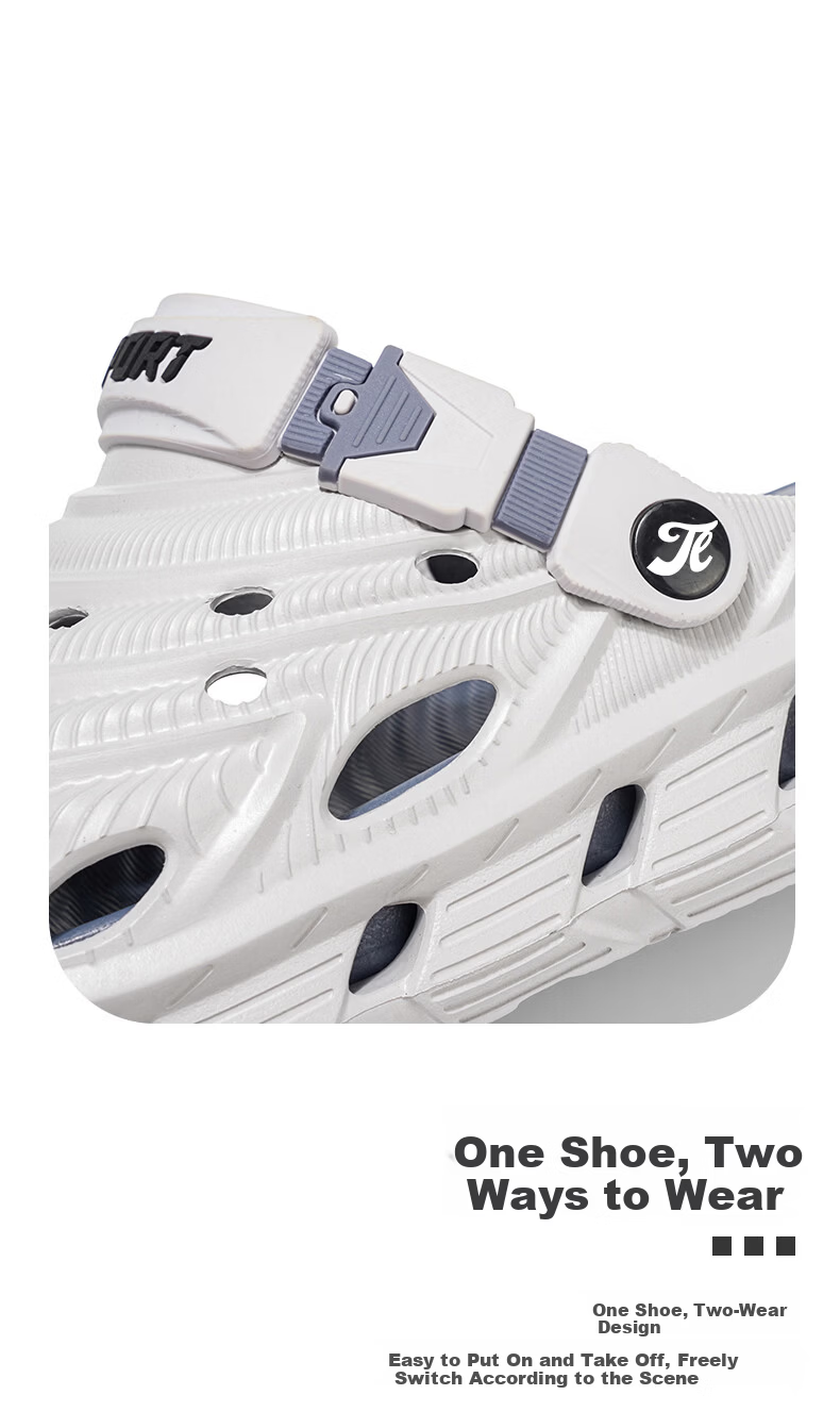 TonLion Men's Summer 2026 Hole Shoes Fashion Sandals Thick Sole Dual-Purpose Beach Shoes Gray Size 42/43 3