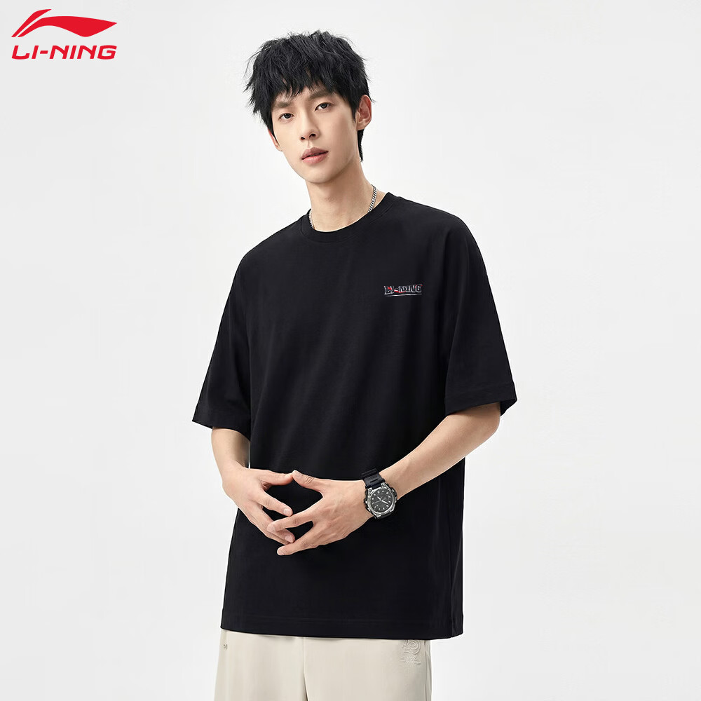 LI-NING Men's Sports T-Shirt Fashion Casual Versatile Short Sleeve Lightweight Breathable Comfortable Skin-Friendly Running Fitness Top