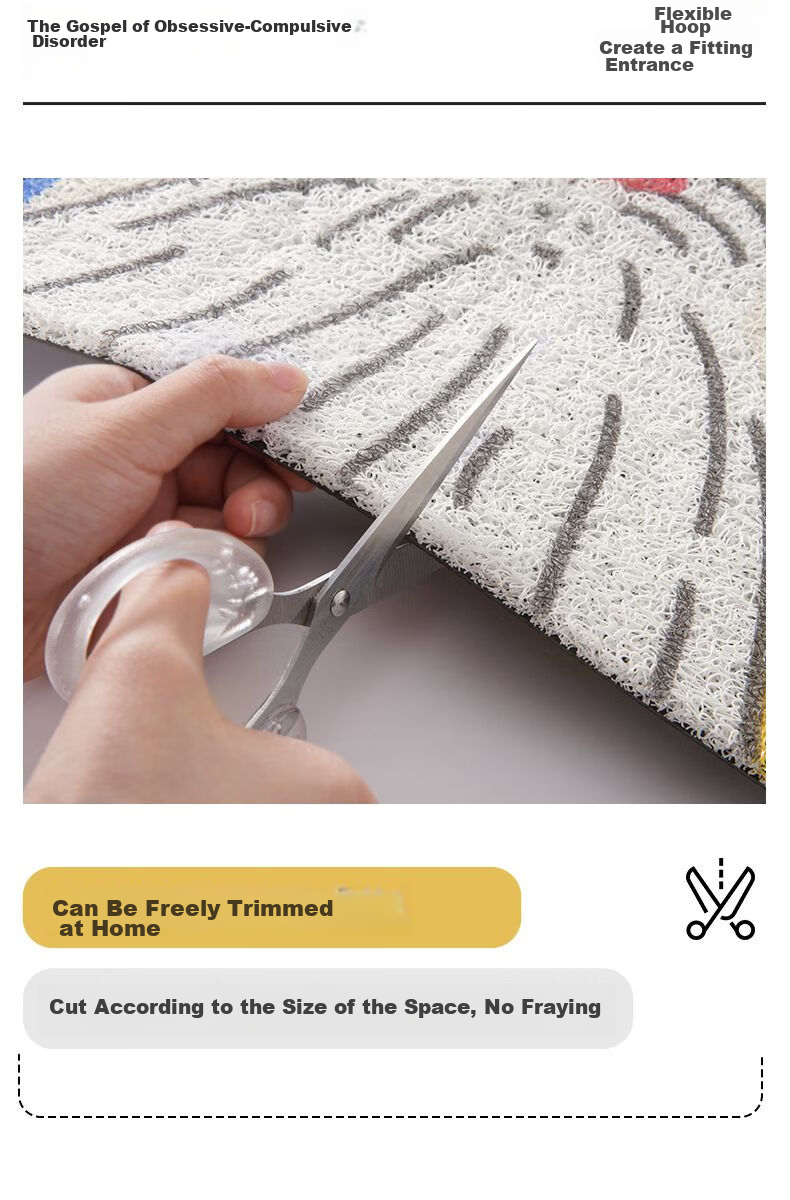 Qiqijia Entrance Door Mat, Home Use Non-Slip Foot Mat, Cartoon Silk Loop Doormat, Dirt-Scraping Door Mat, Entrance Mat 11