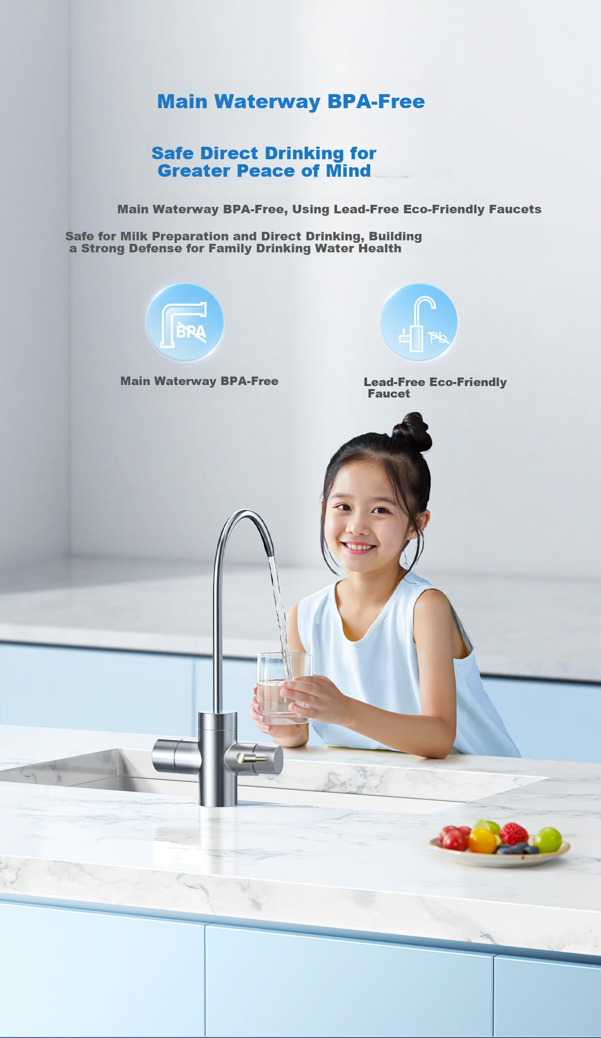 Qinyuan Twin-Core Dual Outlet Wastewater-Free 1000G RO Household Water Purifier Pipeline Machine 6-Year Long-Lasting RO Drinking Water System Baby Safe Direct Drinking Replacement Subsidy 10