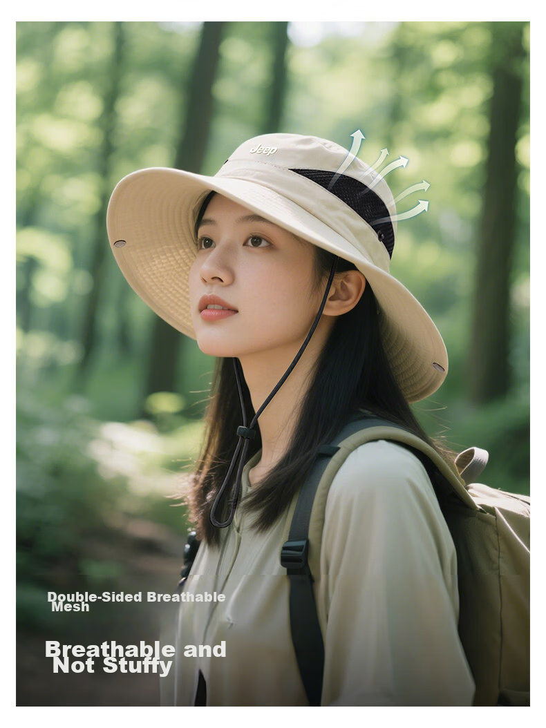 JEEP Men's Summer Sun Protection UV Shield Outdoor Hiking Fishing Sun Hat Fisherman Cap 4