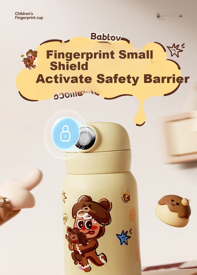 BABLOV Fingerprint Insulated Straw Water Bottle Smart Kids School Cup Boys Girls New Children's Day Edition 1