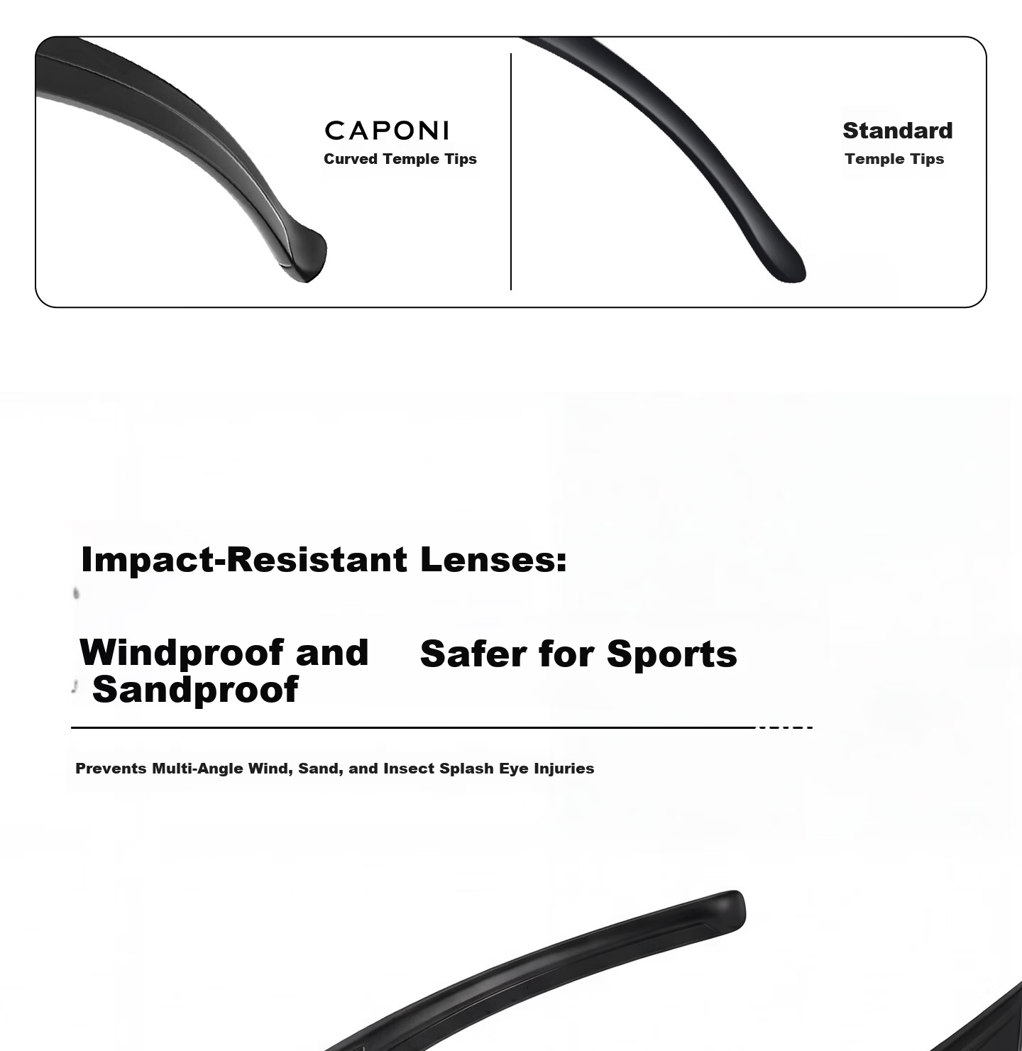 CAPONI Polarized Sports Windproof Outdoor Sunglasses for Women with Prescription Clip-On, UV Protection, Cycling and Mountaineering Goggles Compatible with Glasses 21