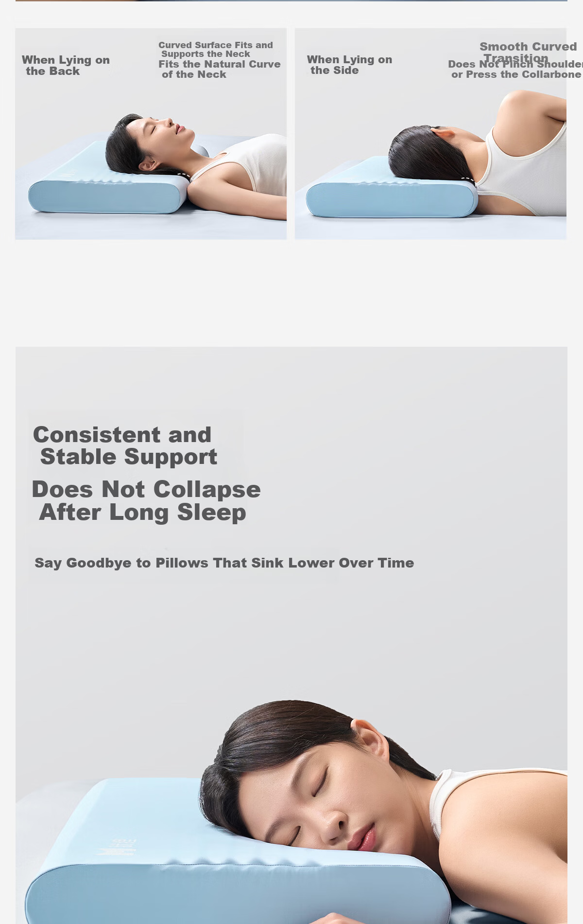 MLILY Mili Neck Support Pillow Adult Sleep Aid Deep Sleep Memory Foam Pillow Student Dormitory Single Use Pillow Core 12