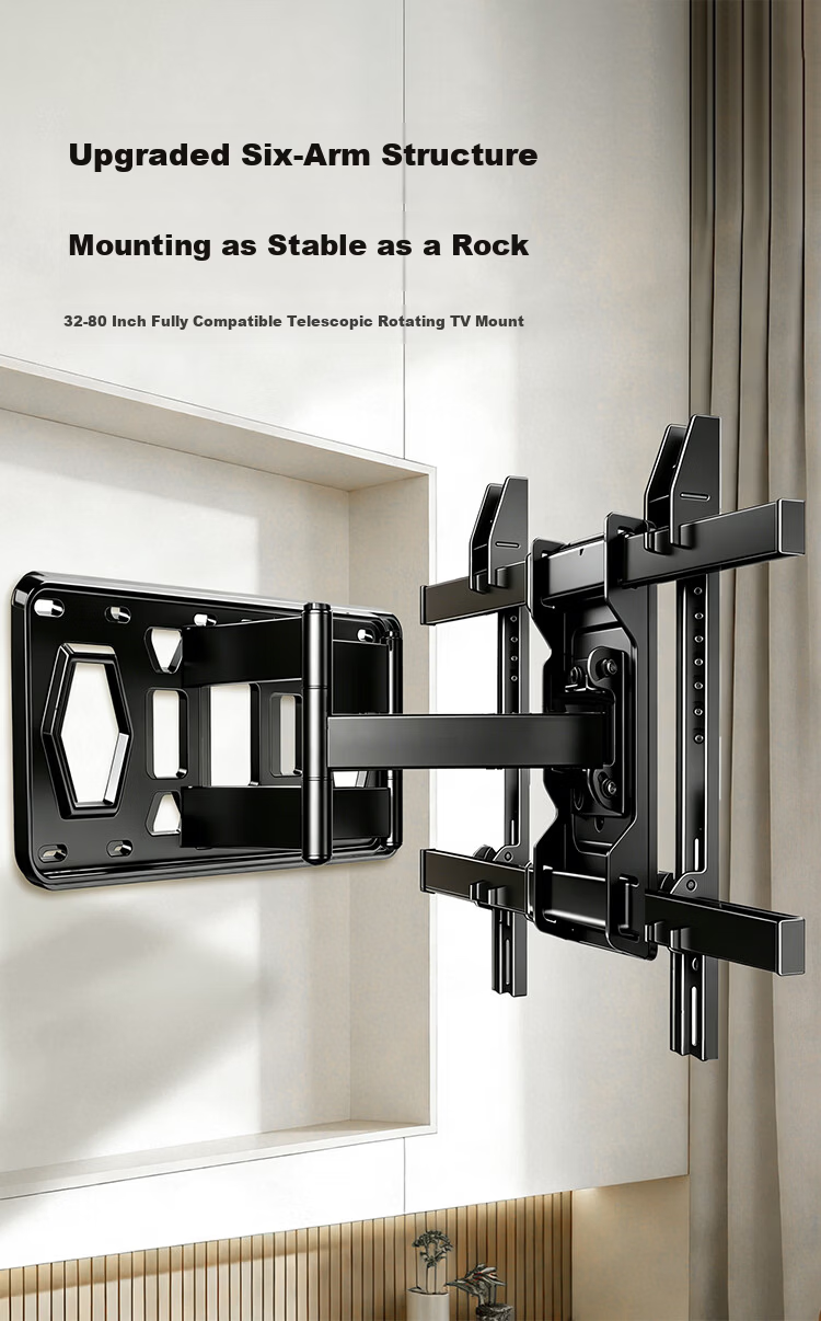 Fangmao 32-80 Inch TV Mount Adjustable Wall Bracket Rotatable Multifunctional Compatible with Hisense TCL Thunderbird Skyworth Samsung Sony Huawei Xiaomi TV Stand 1