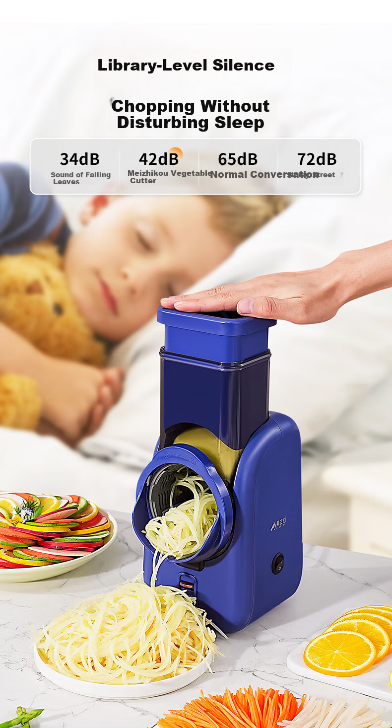 Meizhikou [Price Protection 618] Multifunctional Vegetable Cutter Household Kitchen Electric Vegetable Slicer Fully Automatic Shredder and Slicer with Cleaning Brush 19