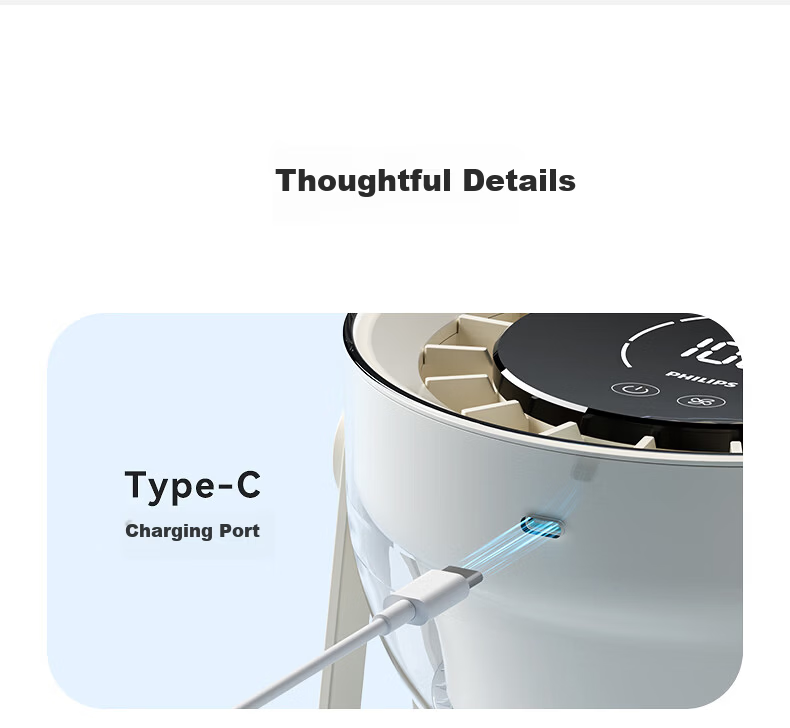 PHILIPS Desktop USB Small Fan Quiet Office Student Dormitory Rechargeable Wireless Home Large Air Circulation Fan ACR2122DF 11