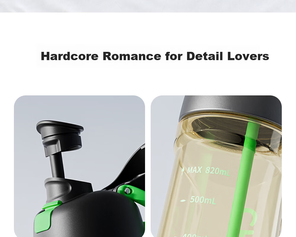 Fuguang Plastic Straw Cup PPSU Large Capacity Portable Sports Fitness Cup 820ML Green for Men and Women Students 34