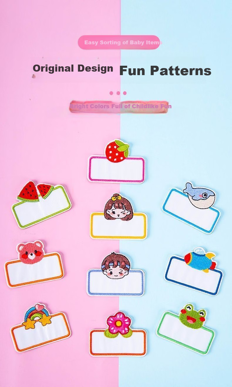 GOTOVAN Kindergarten Embroidered Name Labels Sewable Waterproof Baby Name Tags School Uniform Cloth Patches for Children Enrollment Hat Clothes Quilt Cartoon Student Number Stickers 4