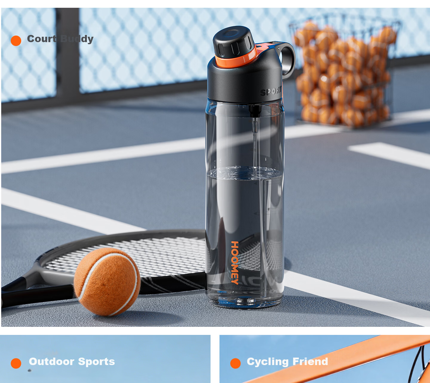HOOMEY Spray Water Bottle Summer Running Fitness Sports Water Flask Outdoor Cycling Large Capacity Mountaineering Portable Military Training Cup 23
