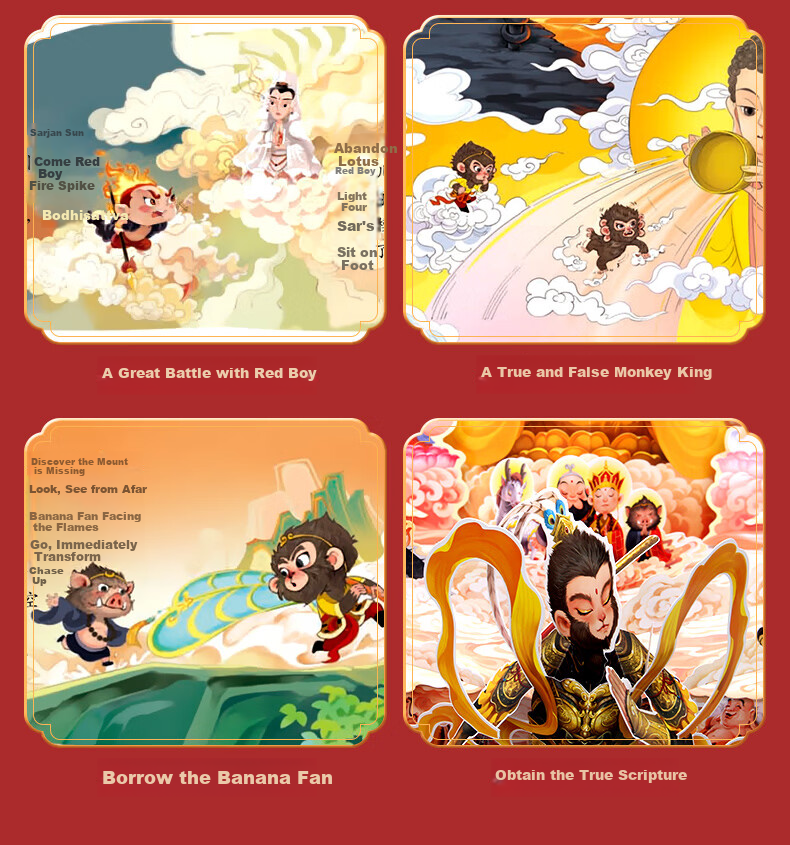Happy Voyage Journey to the West 3D Pop-up Book Educational Puzzle Toy Four Great Classical Novels for Kids Ages 7-10 Birthday Gift 3