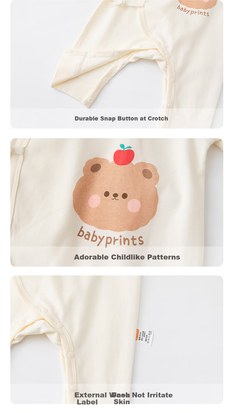 Babyprints Baby Romper 2-Pack Newborn Cotton Soft Infant Unisex Bodysuit Bear 66 7