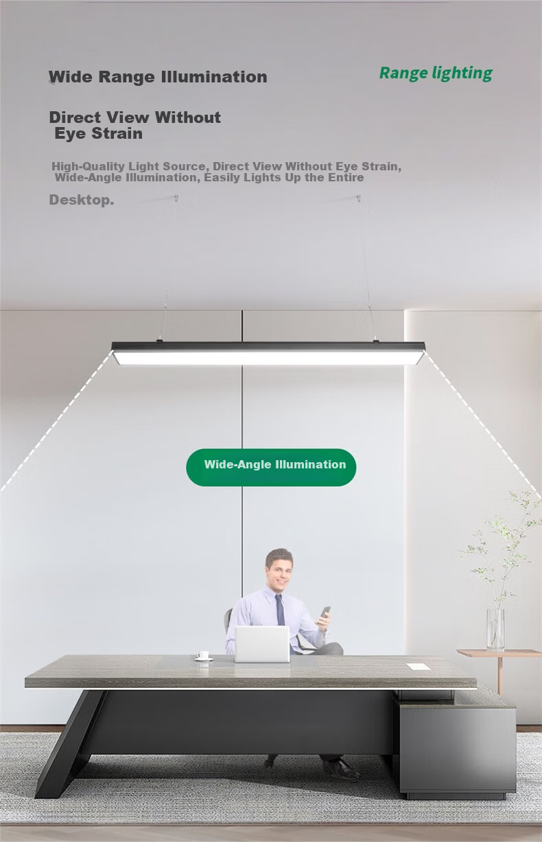 NVC LED Pendant Linear Light Office Mall Store Minimalist Iron Frame Black 50W Cool White 4